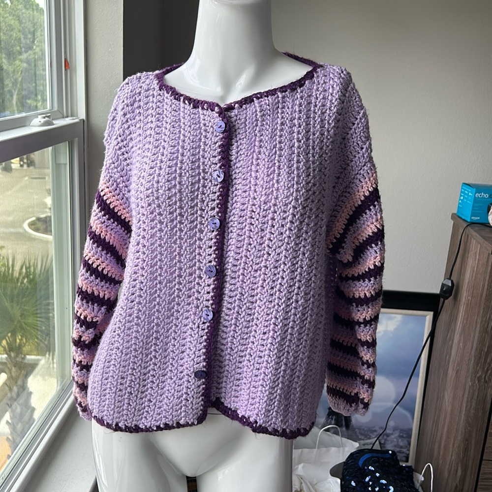 UNBRANDED HAND CROCHET SWEATER CARDIGAN TOP SIZE OS